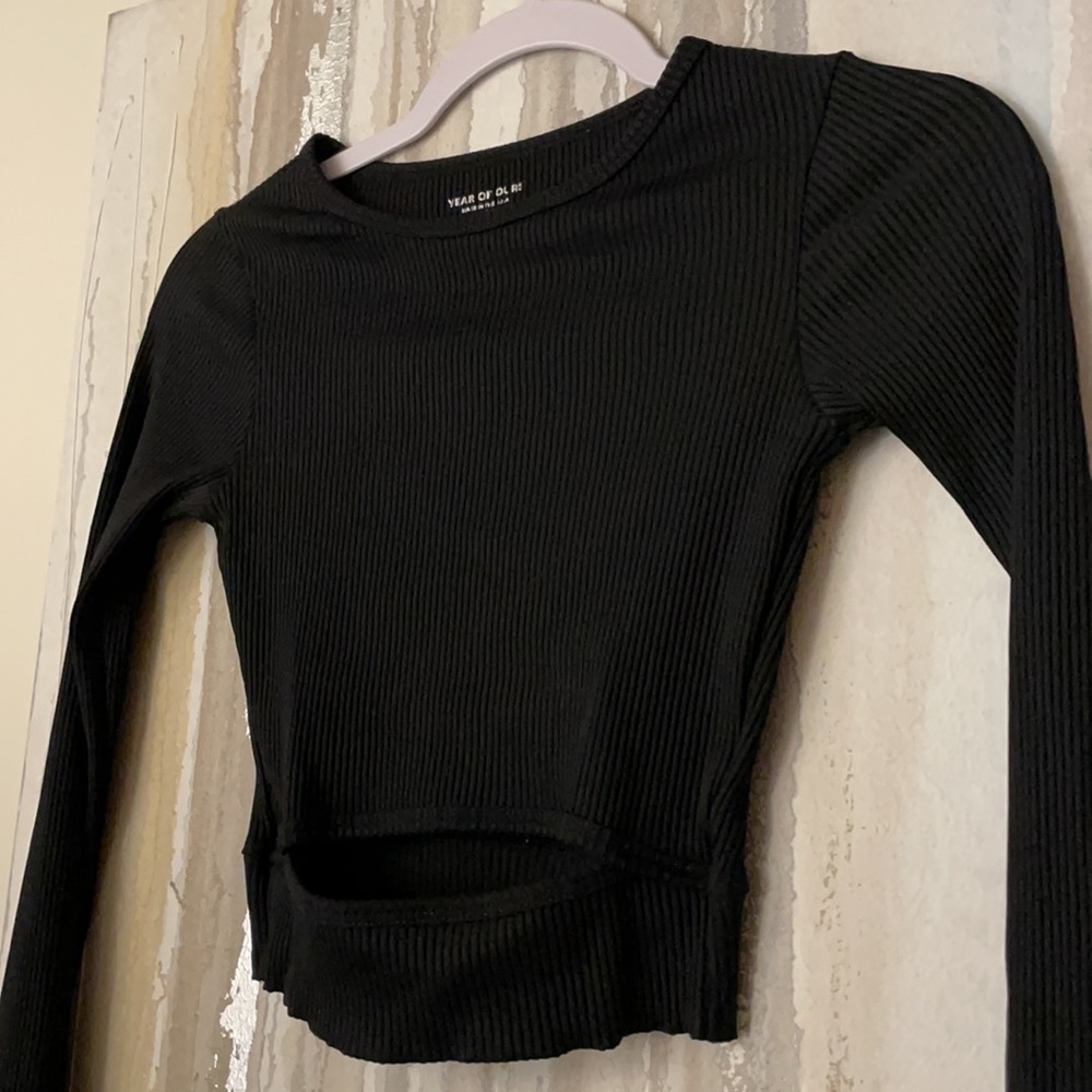 Urban outfitters black ribbed cut out long sleeve